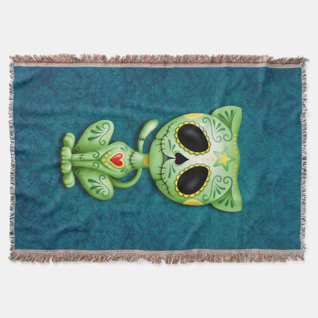 Grünes Zombie-Zuckerkätzchen Decke (Vorderseite)