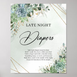 Grüneukalyptus succulents Late Night Diapers Poster