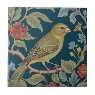 Grünfink William Morris Stil R Grünfink Vogel Fliese