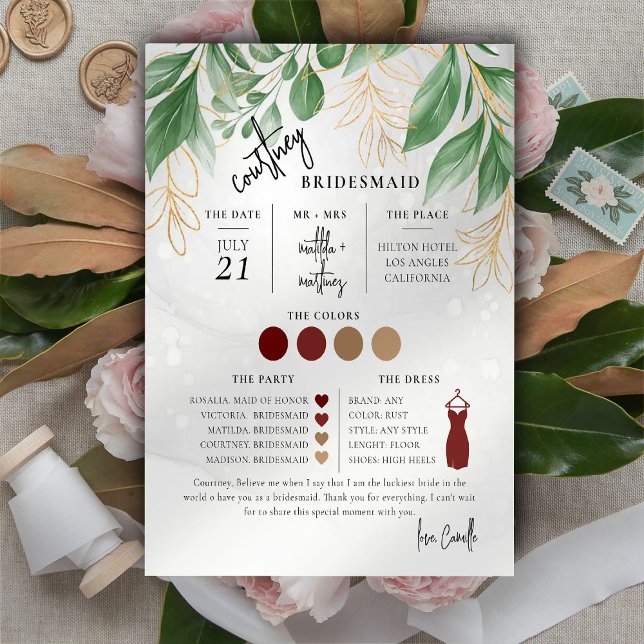 Grünflächen Minimal Text Script Bridesmaid Info Ca (Von Creator hochgeladen)