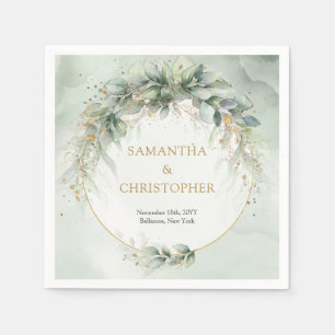 Grünflächen von Boho Eukalyptus zweigen Imitate Go Serviette