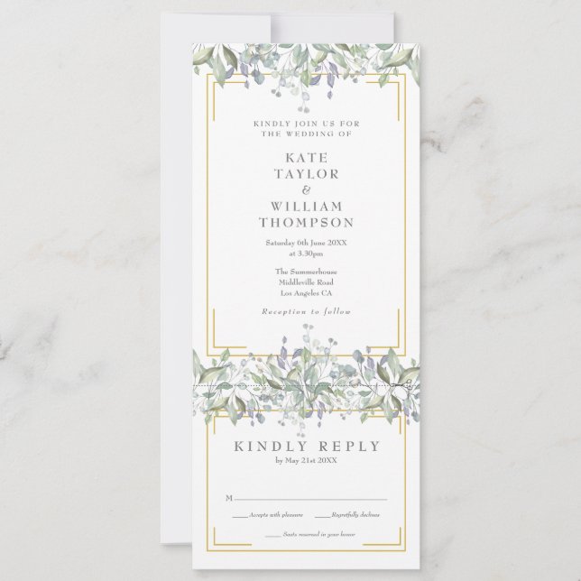 Grünflächen von Größe und Lilac Einladung (Vorderseite)