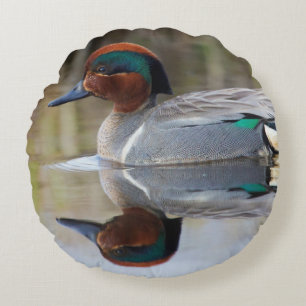 Grünflügelige Aquamarin Rundes Kissen