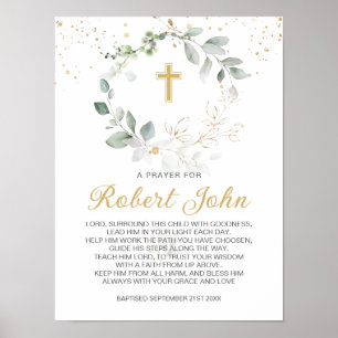 Grünfoliage Gender Neutral Baptismus Gebet Poster