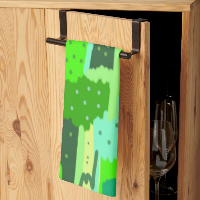 Grünfolien Abstrakt Geschirrtuch (Drittel gefaltet)
