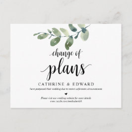 Grüngarten, Ankündigung, verschoben Postkarte