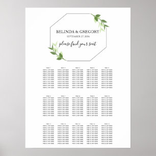 Grüngarten Blätter Rahmen Hochzeitsdiagramm Poster