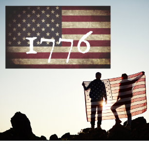 Grunge 1776 Amerikanische Flagge Patriotisch  Rechteckiger Aufkleber