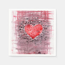 Grunge Abstractes Rotes Herz Mixed Media Papier Se