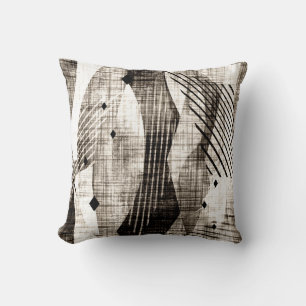 Grunge abstrakte, geometrisch gestreifte Beige Kissen