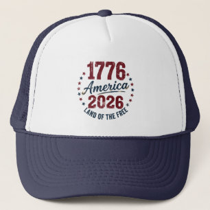 Grunge America 1776 - 2026 Land of the Free Hut Truckerkappe