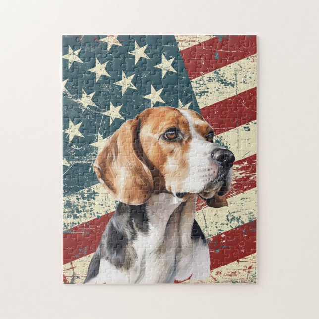 Grunge American Flag Beagle Dog (Vertikal)