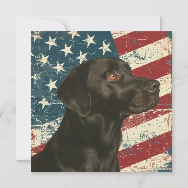 Grunge American Flag Black Labrador Flat Card (Vorderseite)