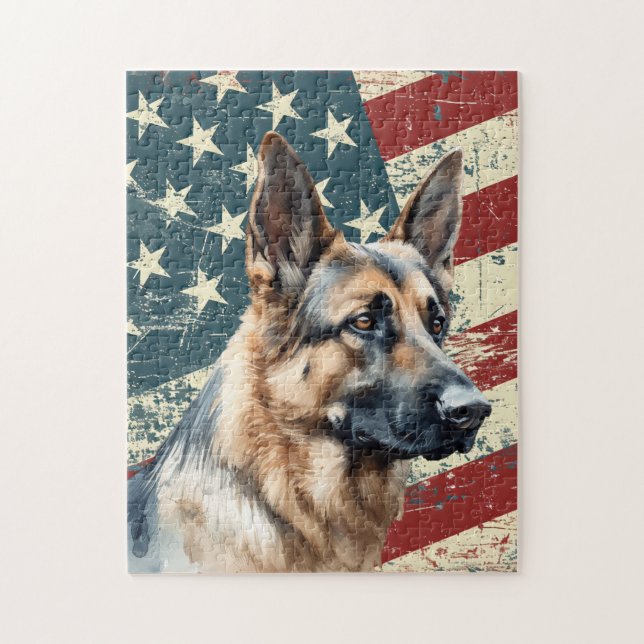 Grunge American Flag Border Collie Dog (Vertikal)
