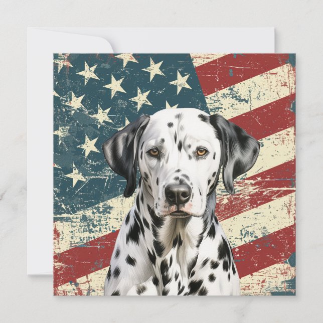 Grunge American Flag Dalmatian Flat Card (Vorderseite)