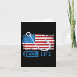 Grunge American Flag Fisherman Graphic Karte