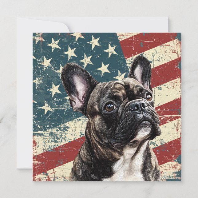 Grunge American Flag French Bulldog (Vorderseite)