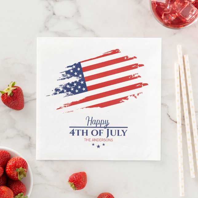Grunge American Flag Happy 4. Juli ID104 Serviette (Beispiel)