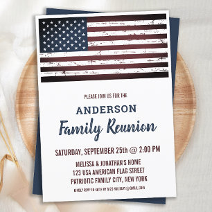 Grunge American Flag Patriotic Family Wiedersehen Einladung