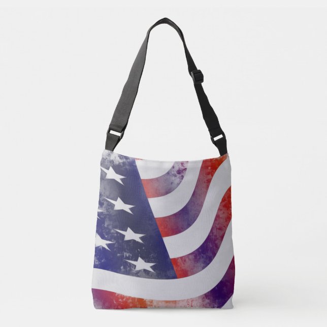 Grunge American Flag Tragetaschen Mit Langen Trägern (Vorderseite)
