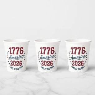 Grunge Amerika 1776 - 2026 Land der Freien Pappbecher