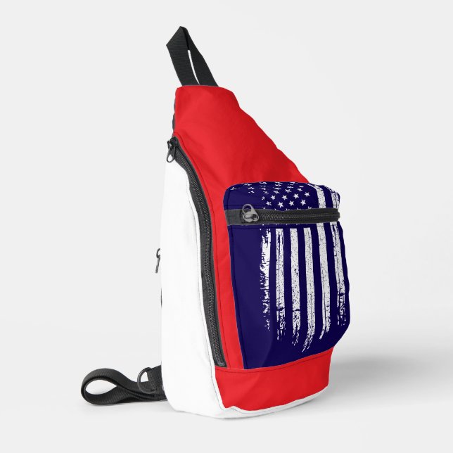 Grunge Amerika Flagge  Crossbody Bag (Linke Seite)