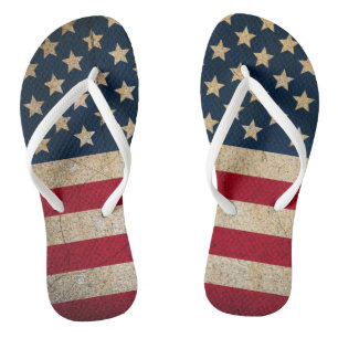 Grunge-Amerikanische Flagge 4. Juli Flip Flops