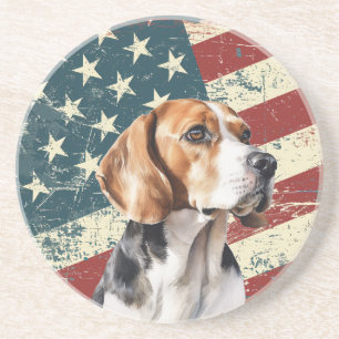 Grunge-Amerikanische-Flagge-Beagle-Hound-Hund Getränkeuntersetzer