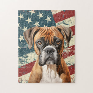Grunge-amerikanische-Flagge-Boxerhund