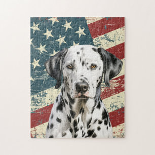Grunge-amerikanische Flagge Dalmatiner Hund