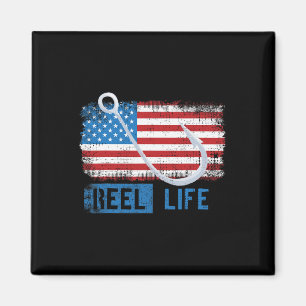 Grunge-Amerikanische-Flagge-Fischer-Grafik Magnet