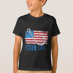 Grunge-Amerikanische-Flagge-Fischer-Grafik T-Shirt
