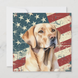 Grunge-amerikanische Flagge Gelber Labrador Flat C