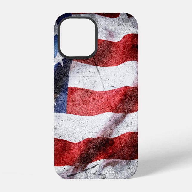 Grunge-amerikanische Flagge iPhone 12 Hülle (Rückseite)