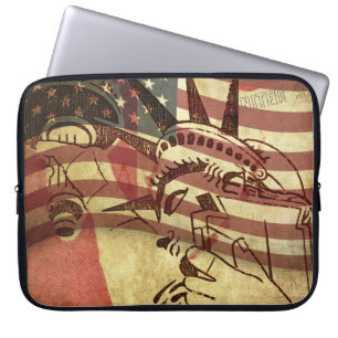 Grunge amerikanische Flagge: texturierter Hintergr Laptopschutzhülle