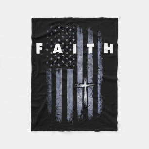 Grunge-amerikanische Flagge und Kreuz Glaube chris Fleecedecke