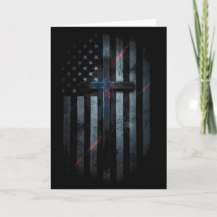 Grunge-amerikanische Flagge und Kreuz Glaube Famil Karte