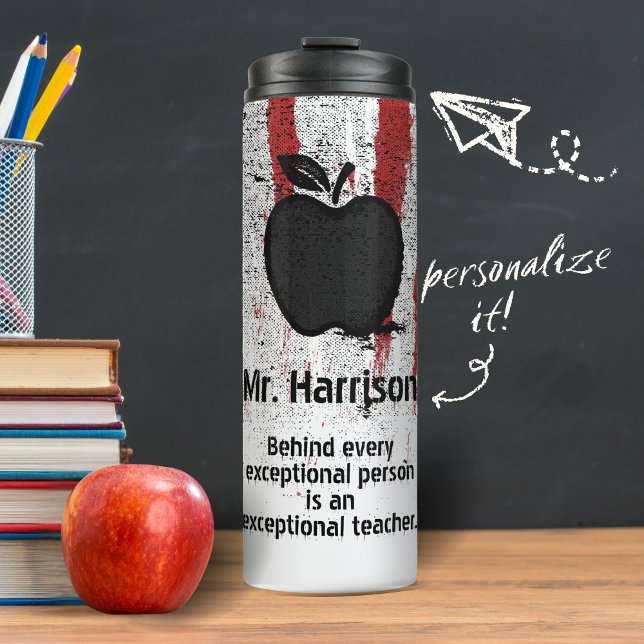 Grunge Apple Stamp Custom Name Quote Teacher Thermosbecher (Von Creator hochgeladen)