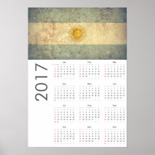 Grunge Argentinien-Flagge Kalender 2017 Poster
