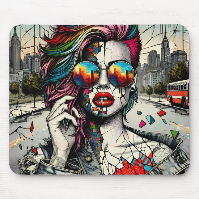 Grunge Art | Fractured Woman Abstrakt Mousepad (Vorne)