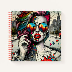 Grunge Art   Fractured Woman Abstrakt Notizbuch