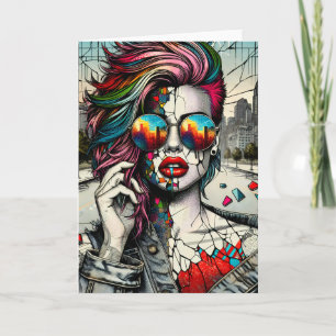 Grunge Art   Gebrochene Frau Abstrakt Leer Karte