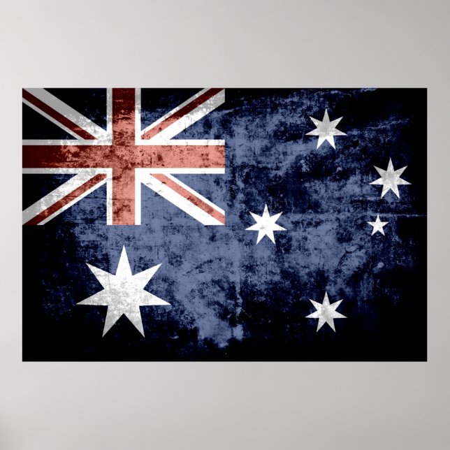 Grunge Australia Fahne 2 Poster (Vorne)