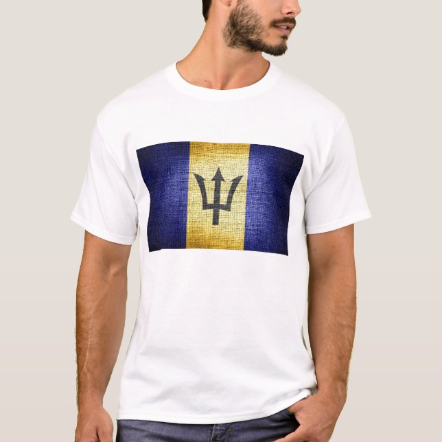 Grunge Barbados Flag T-Shirt (Vorderseite)