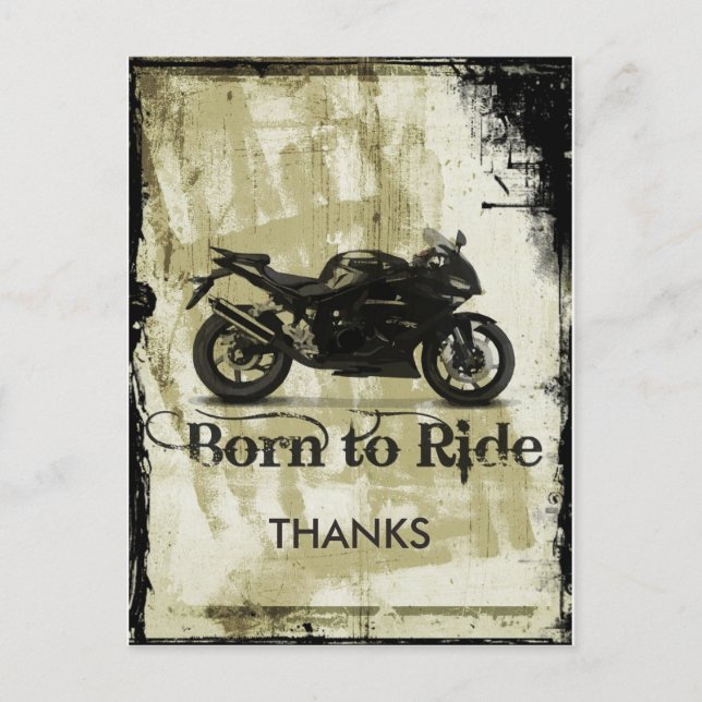 Grunge Biker Wedding Danke Postkarte (Vorderseite)