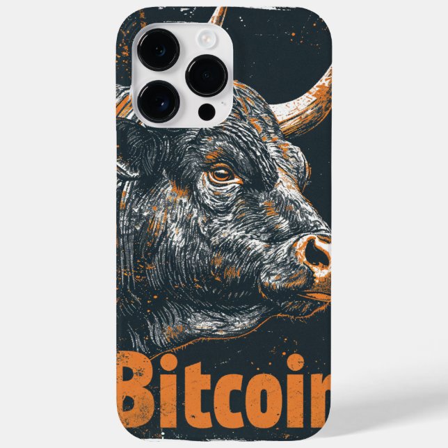 Grunge Bitcoin Bull Blockchain design Case-Mate iPhone 14 Pro Max Hülle (Rückseite)