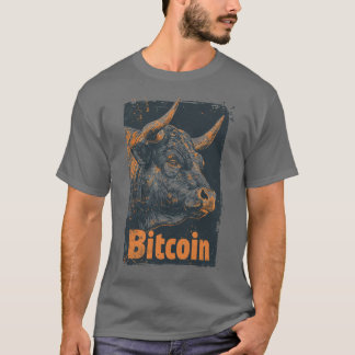 Grunge Bitcoin Bull Crypto Blockchain Design T-Shirt