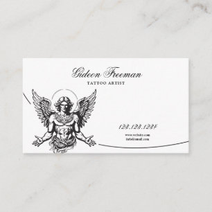 Grunge Black and White Angel Tattoo Artist Visitenkarte