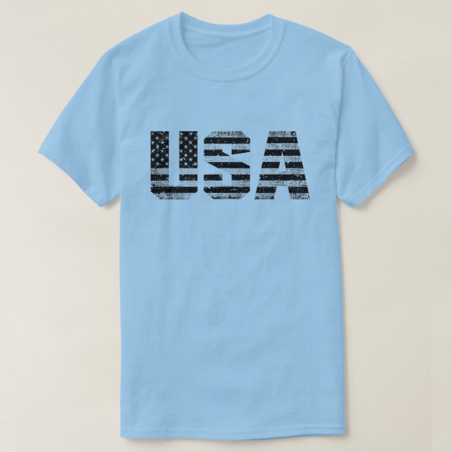 Grunge Black & White USA Typografie T-Shirt (Design vorne)