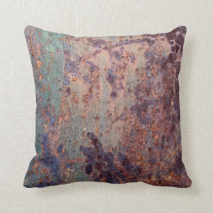 Grunge Blau Rostiges Metallmuster Kissen